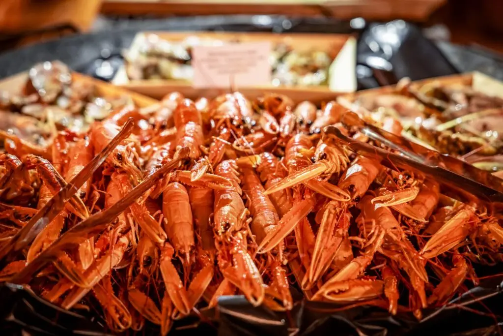 Skaldjur buffé, färsk och aptitlig.